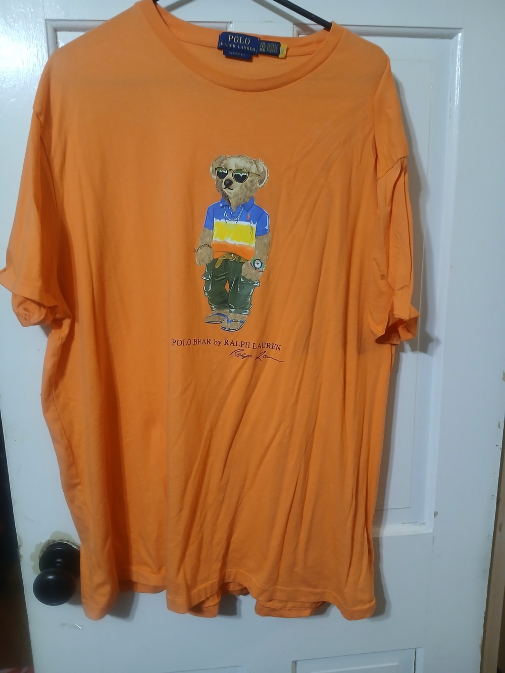 Polo by Ralph Lauren Men’s Orange Polo Bear Graphic T-Shirt